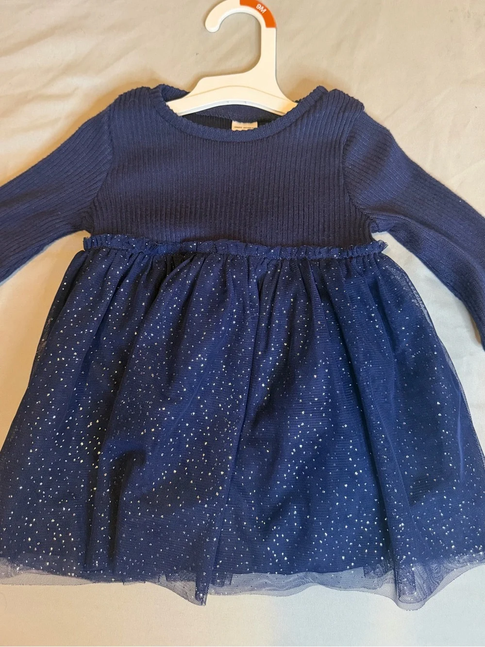 Carters just one you Navy Sparkle Tulle Knit Dress for Girls 9m BNWT